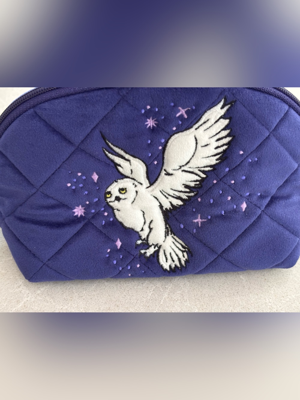Vera Bradley Harry Potter Purple Quilted Hedwig Velvet Cosmetic Makeup Bag Case - Picture 4 of 11